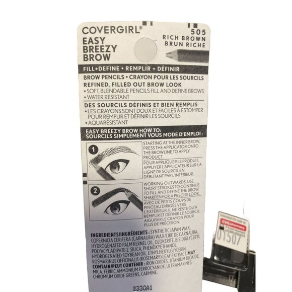 Covergirl Easy Breezy Brow Fill + Define Pencil Crayons #505 Rich Brown 3-Pack - Picture 5 of 6